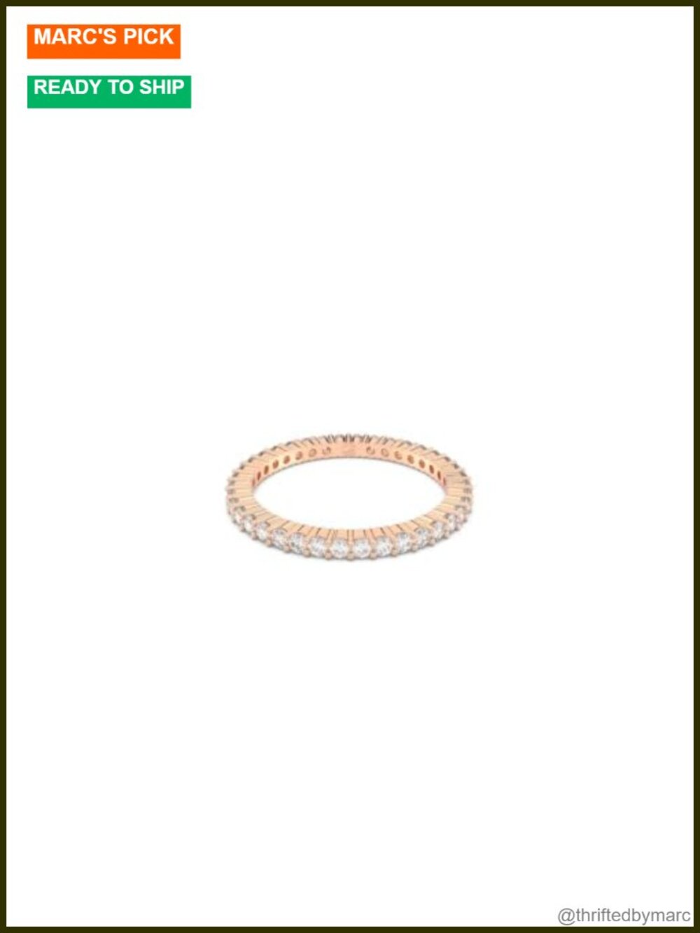 Swarovski Vittore Crystal Band Ring Size 7 Stacking Rhodium Rose Gold Tone